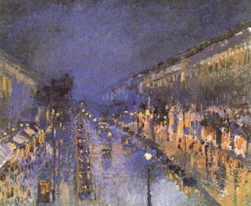 Camille Pissarro The Boulevard Montmartre at Night